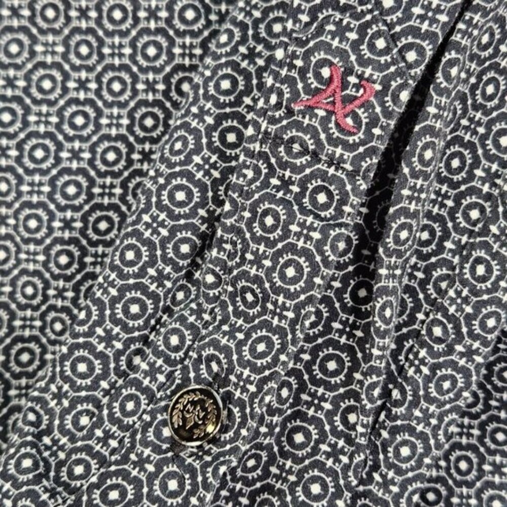 Au Noir Dress Shirt Geometric Pattern Long Sleeve All Over Print Men's Size 2 - Picture 9 of 12